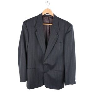 Vintage Yves Saint Laurent YSL Grey Pinstripe Wool Blazer Made in France Size 42